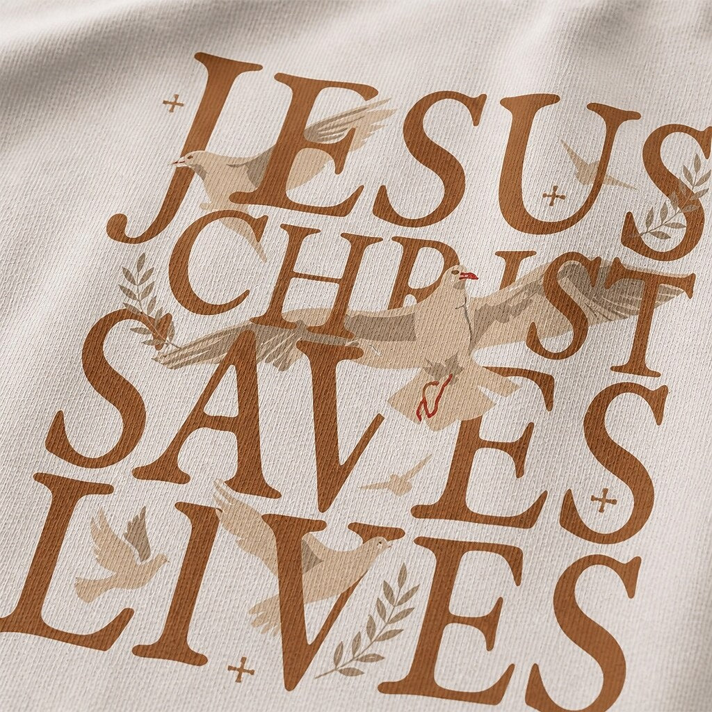 Jesus Christ Saves Lives men's Christian graphic T-shirt view 2