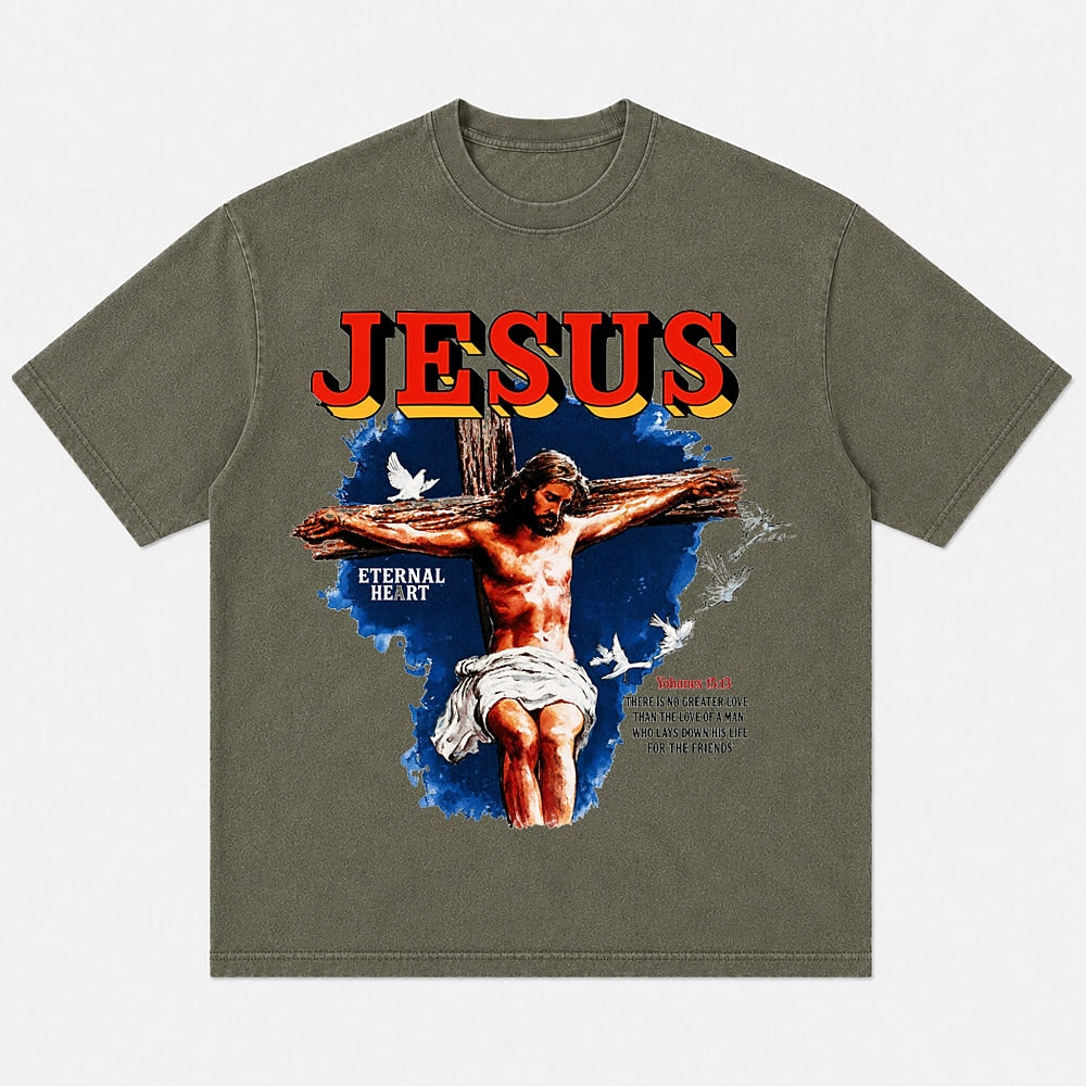 Jesus Eternal Heart cross doves John 15:13 T-shirt