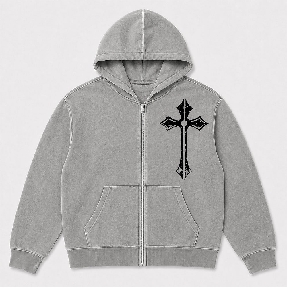 Ornate Cross Christian Zip Hoodie - product image 1