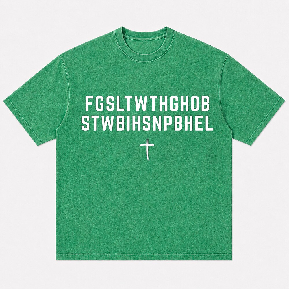 John 3:16 initial-letter typography and cross cotton T-shirt, product view 5