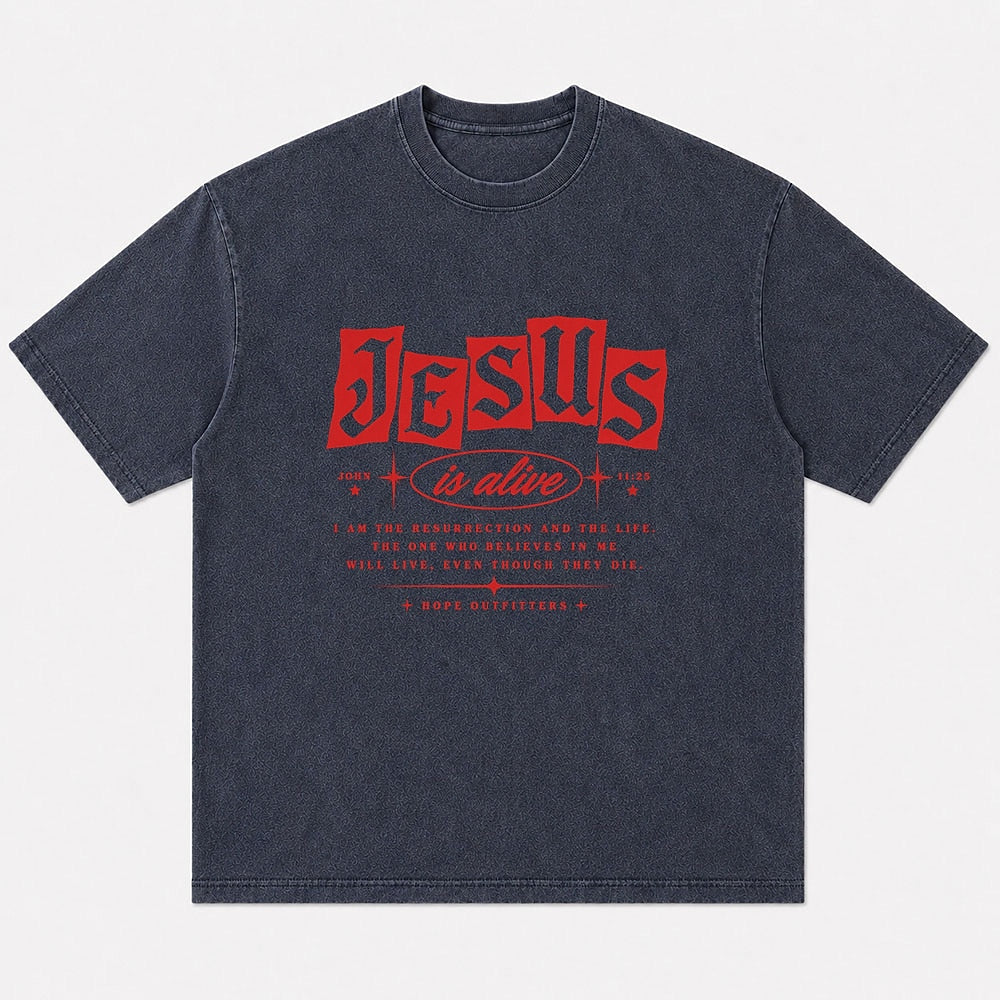 Christian shirt: Jesus is alive, I am the resurrection and the life - T-Shirt