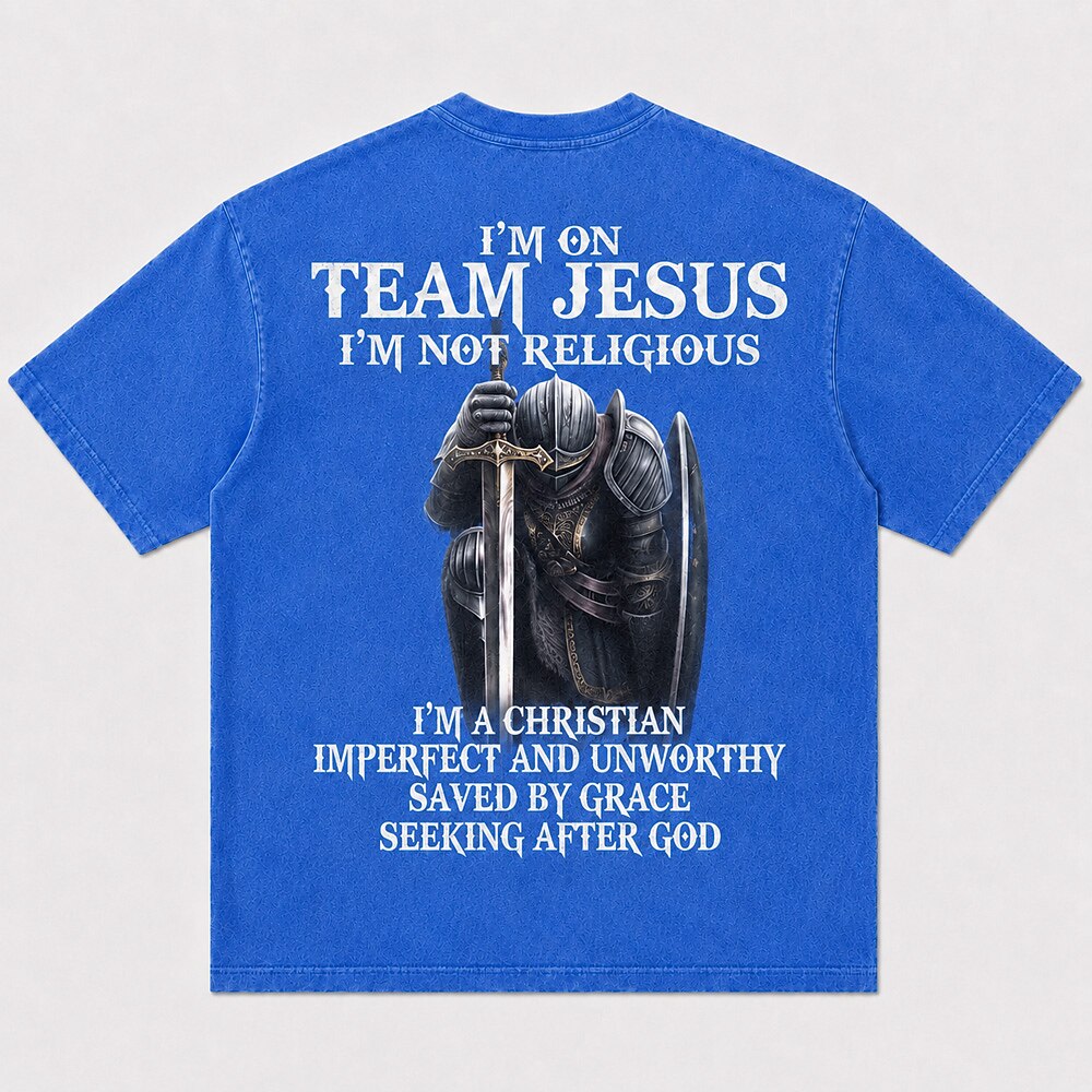 I'm On Team Jesus Knight Saved By Grace Christian T-Shirt - product image 4