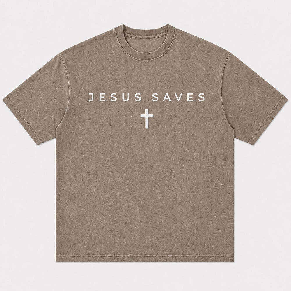 Faith Jesus Saves Quote with Simple Minimalist Cross Christian T-Shirt - product image 5