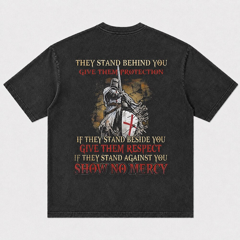 Templar Knight If They Stand Against You Show No Mercy Christian T-Shirt - product image 4