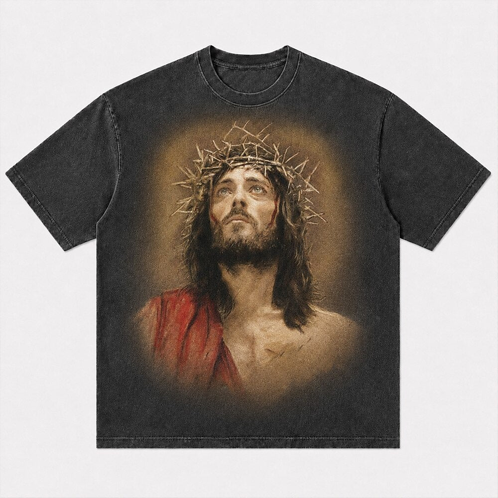 Jesus Crown of Thorns Portrait Christian T-Shirt - product image 5