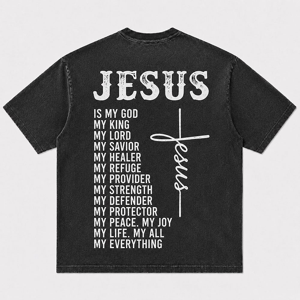 Faith Jesus Is My God My King My Savior My Everything Quote with Cross Christian T-Shirt - product image 4
