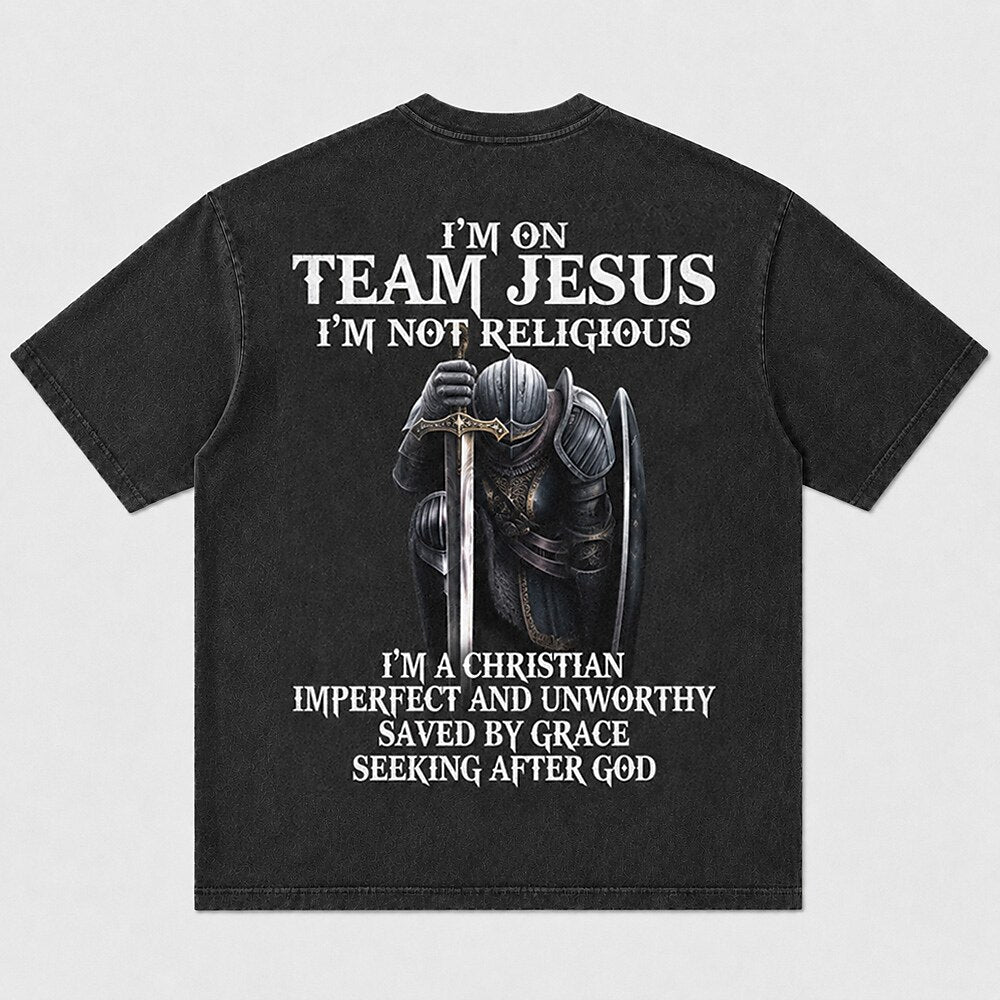 I'm On Team Jesus Knight Saved By Grace Christian T-Shirt - product image 5