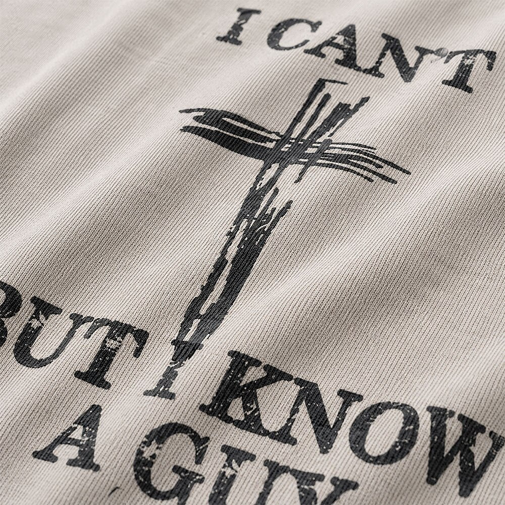 I Can't But I Know A Guy Quote with Brushstroke Cross Christian T-Shirt - product image 2